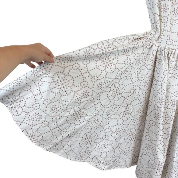 Alaia Paris Floral Embroidered Sleeveless Skater Dress Boho Chic White Size 40/S - Picture 9 of 11